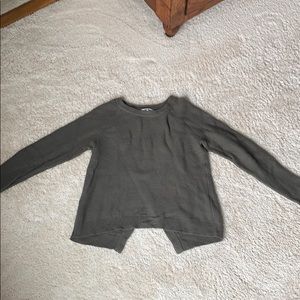 Madewell army green sweater with open back
